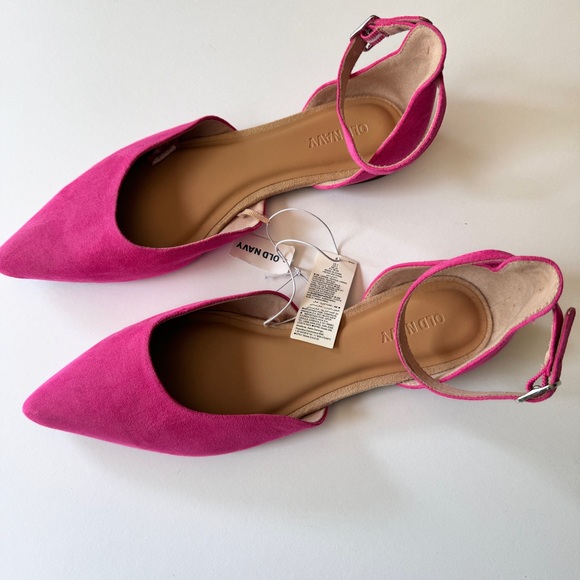 Old Navy Women's Pointy Toe Low Heel Ankle Strap Flats Polarized Pink Sz 7 - Picture 3 of 10